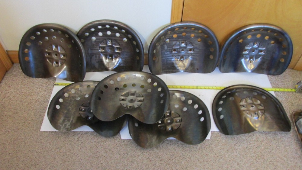 EIGHT STEEL Tractor Seats Metal Farm or Bar Stool Tops Pan Style Large