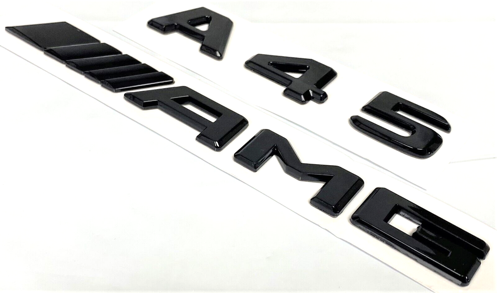 A45 + AMG BLACK FOR MERCEDES REAR TRUNK EMBLEM BADGE NAMEPLATE DECAL NUMBERS