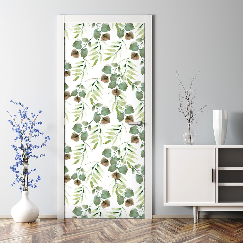 Bubble Free Door sticker Autumn Leaves Self adhesive Exotic Palm Home Decor