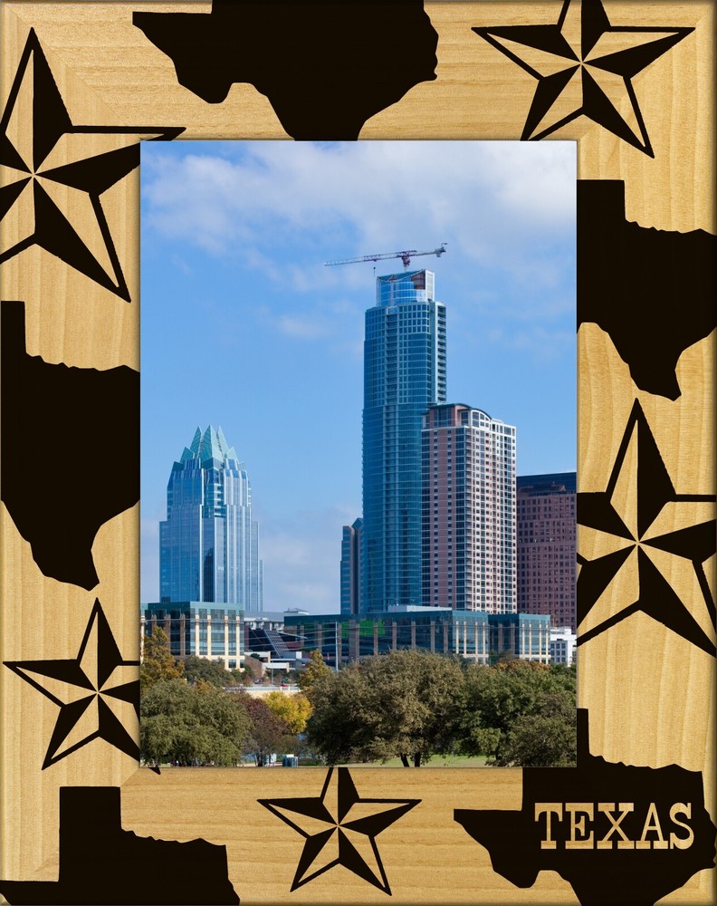 Texas Laser Engraved Wood Picture Frame Portrait (4 x 6)