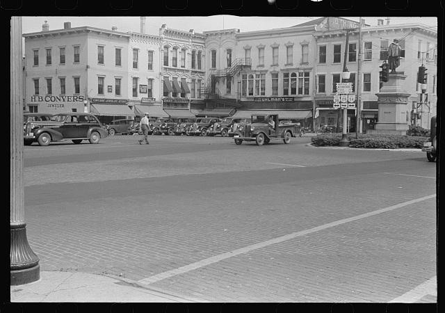 Photo:Urbana Ohio Business District 1938 Downtown Street Scene Cars