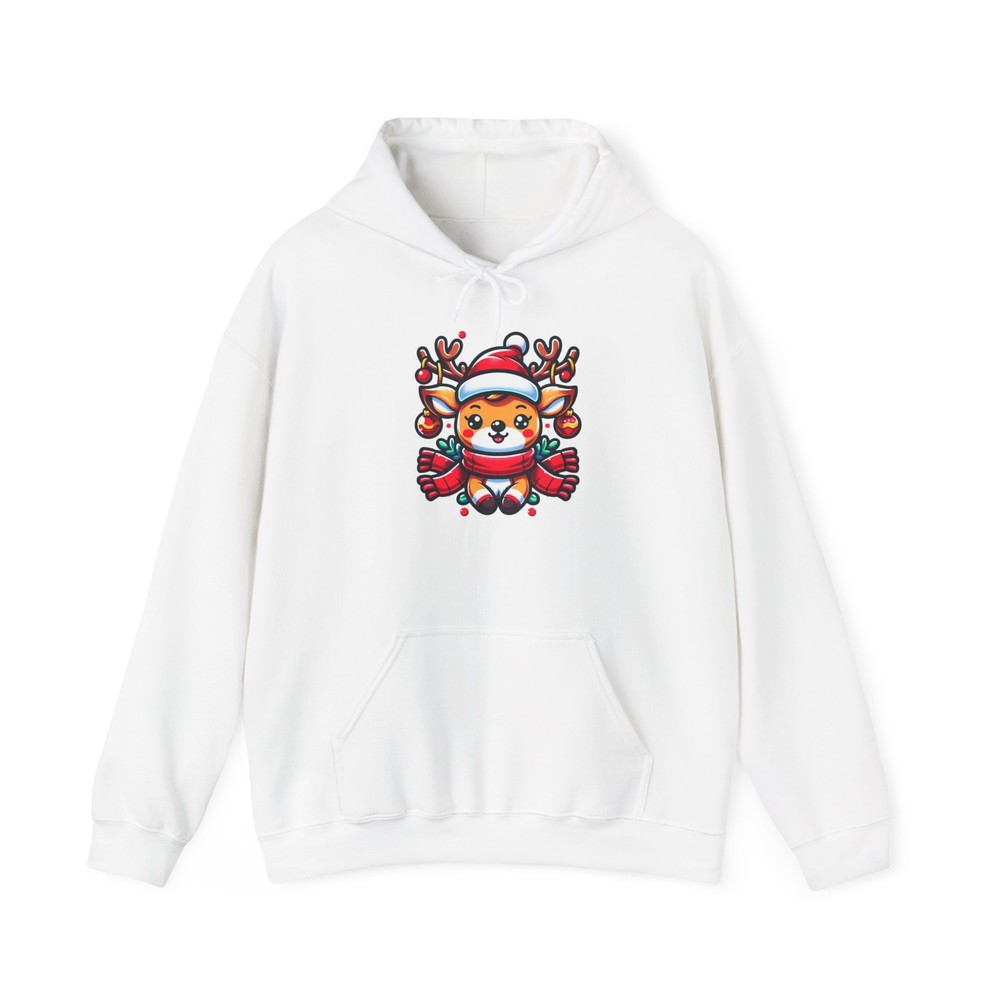 Christmas Reindeer Hoodie, Festive Holiday Sweatshirt, Cute Santa Hat Design,