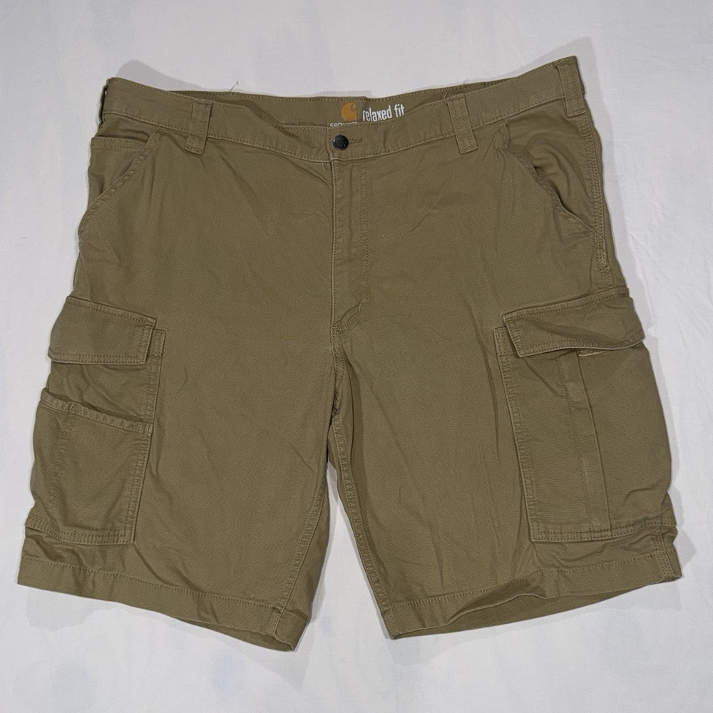Carhartt Men's Light Brown Relaxed Fit Rugged Flex Canvas Cargo Shorts 40 103542