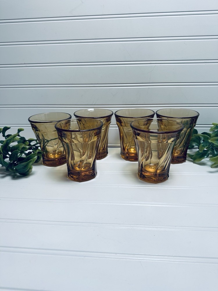 Vintage Fostoria Jamestown Flat Tumblers Amber (Set of 6) Pressed Glass