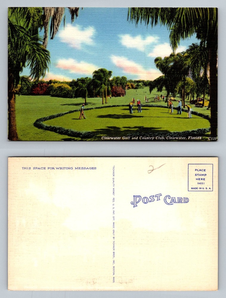 Clearwater, FL-Florida, Golf Country Club Putting Green Players Vintage Postcard