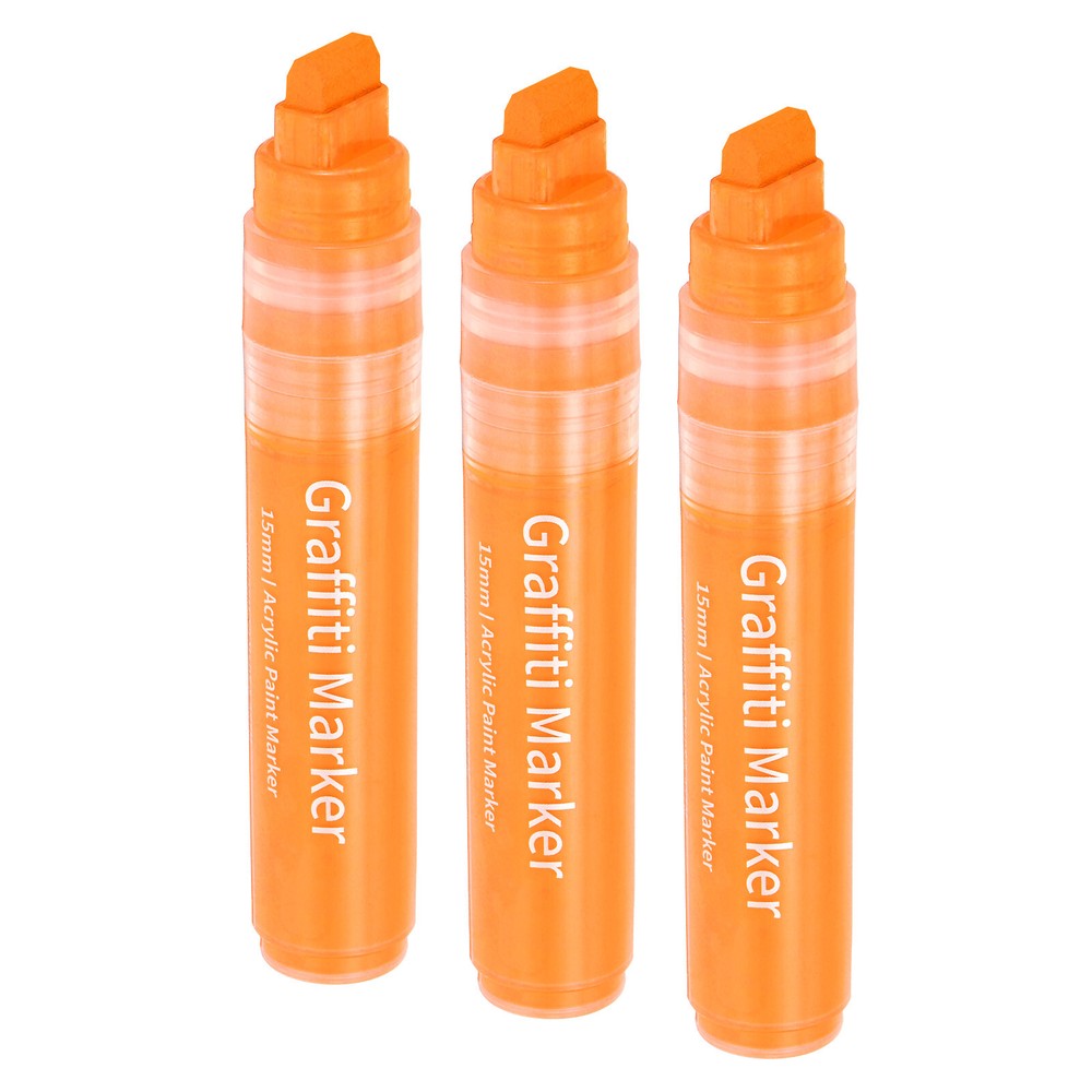 3 Pcs Graffiti Markers, 15mm Orange Poster Marker Thick Acrylic Paint Pen