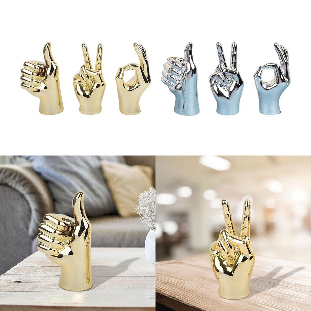 Hand Sculpture Desktop Ornament Modern Hand Gesture Statue Resin Figurine for