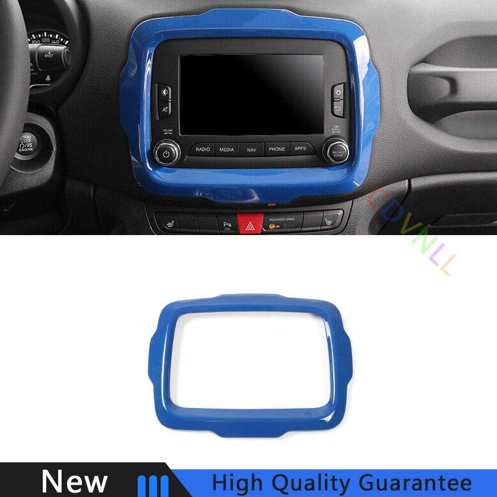 For Jeep Renegade 2015-2017 Bright Blue Central Console Navigation Frame Trim 1*