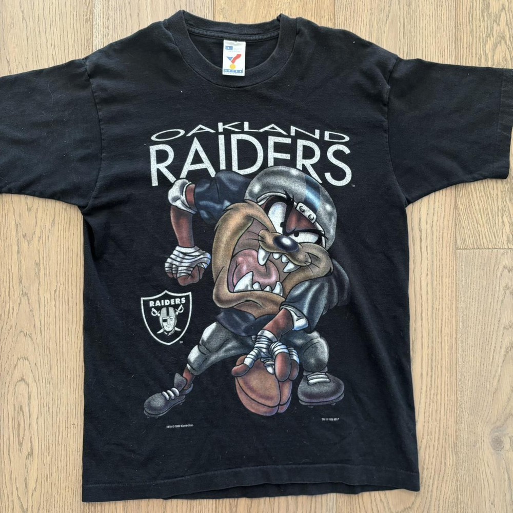 1996 Oakland Raiders Taz Looney Tunes Retro Black Tee HN2435