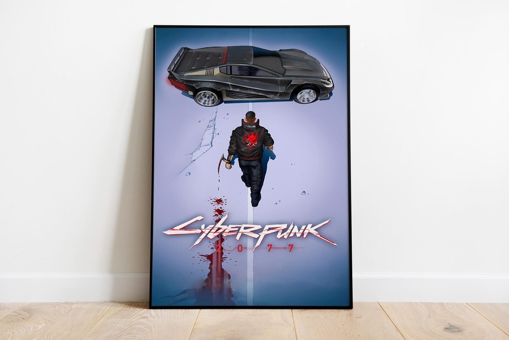 Cyberpunk 2077 Poster Gift for Gamer Video Game Room Wall Art Print