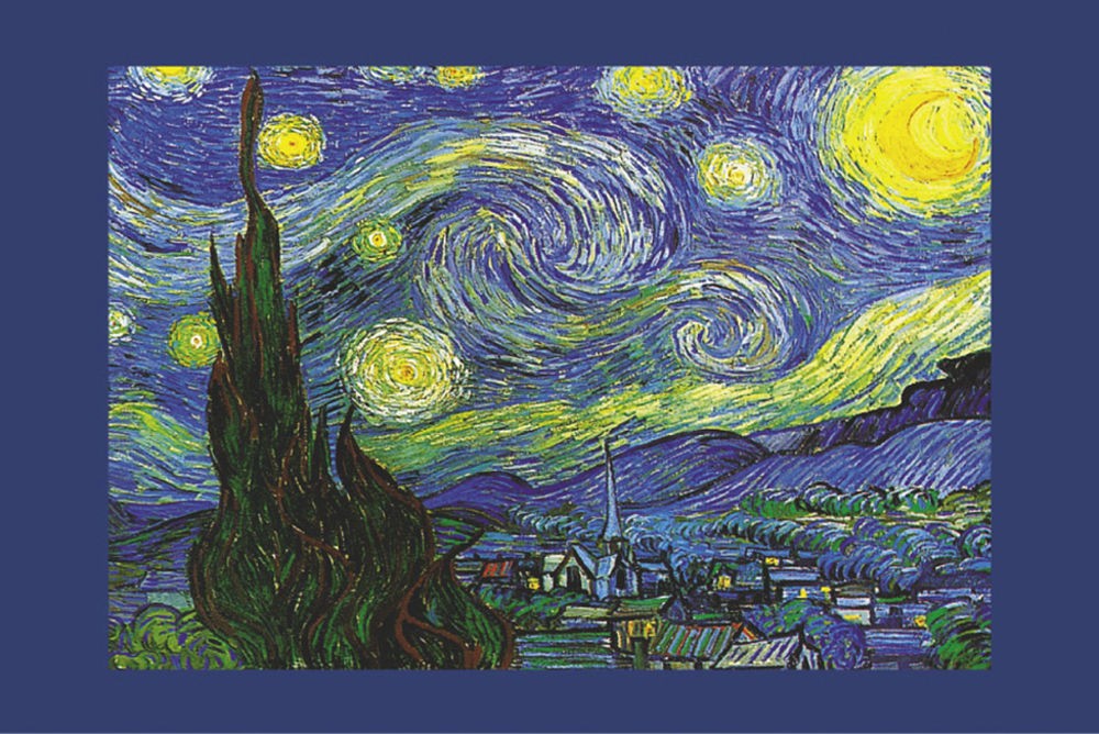 Poster Studio B - Van Gogh Starry Night Blue Border Painting 24x36