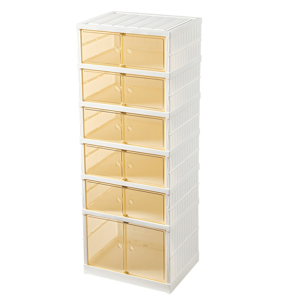 6-Tier Foldable Shoe Rack Organizer Holds 12 Pairs Space-Saving Closet Storage