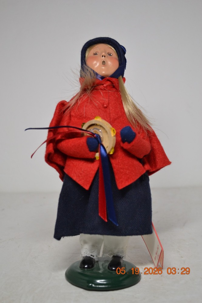 Byers Choice Carolers Salvation Army Girl  with Tambourine. Hang Tag