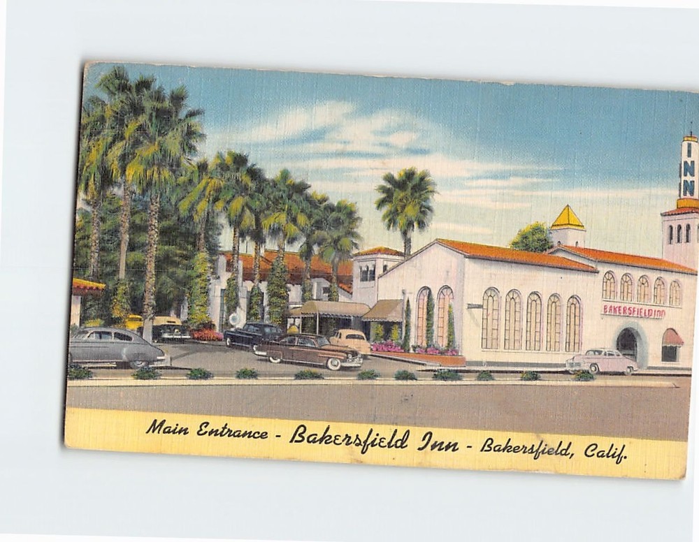 Postcard Main Entrance Bakersfield Inn California USA