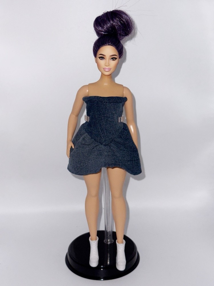 Hand-sewn Denim Romper For Barbie Doll ( Curvy Doll )