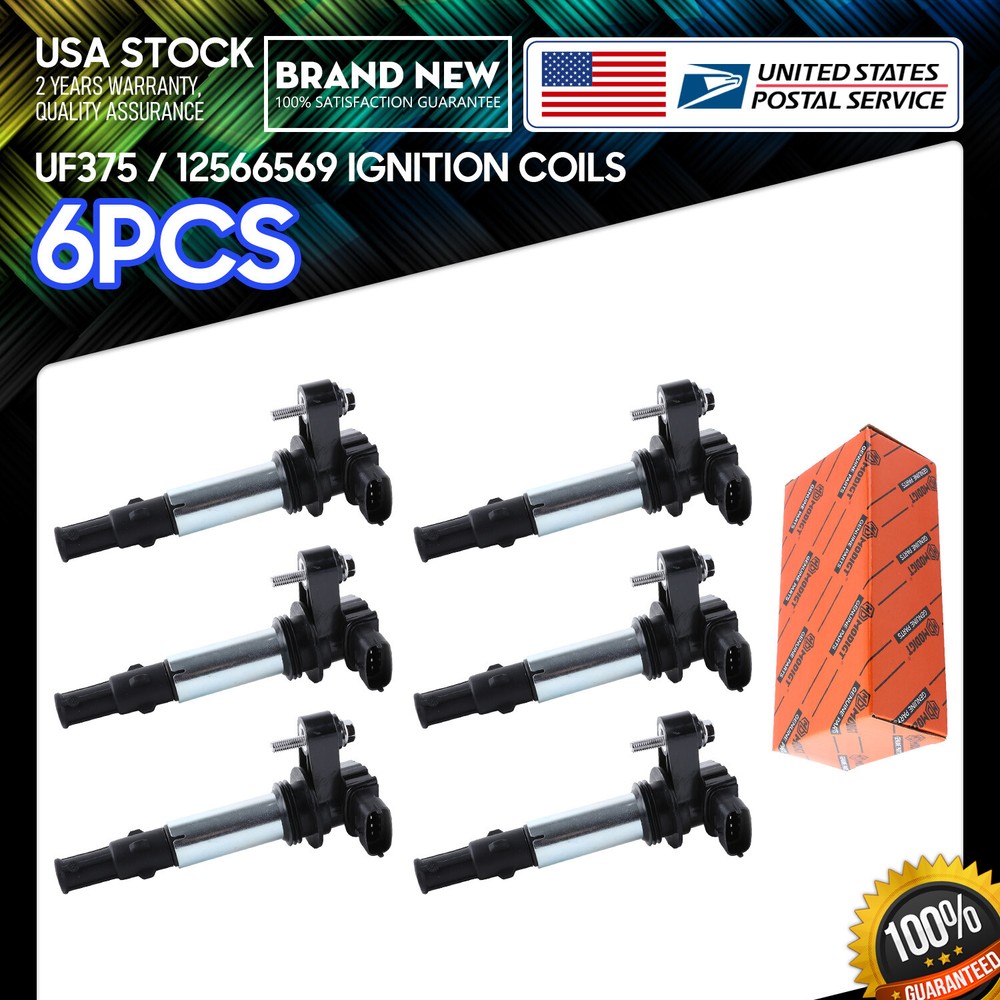 6x UF375 Ignition Coil 12566569 Fits 2008 Chevy Vectra & 2009 Chevy Traverse