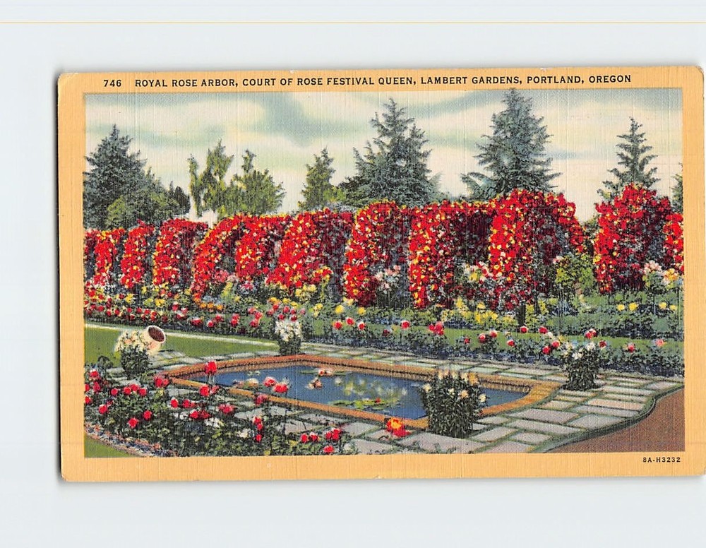 Postcard Royal Rose Arbor Court Of Rose Festival Queen Lambert Gardens Oregon