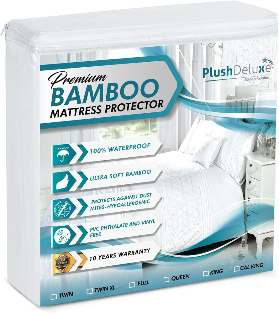 Premium Bamboo Mattress Protector – King Size, Waterproof, & Ultra Soft Breathab