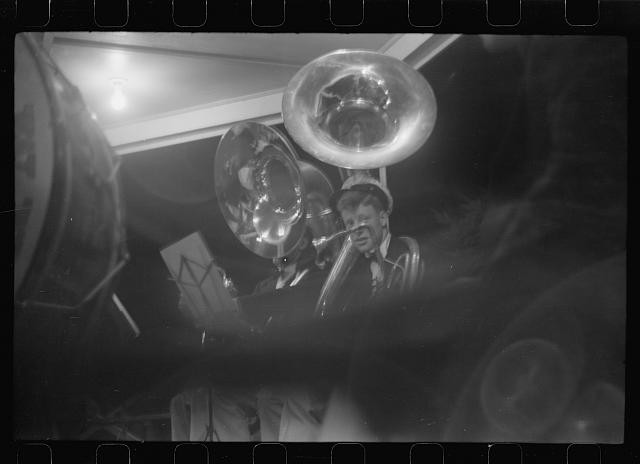 Photo:1930s Brass Band Tuba Player Music Performance Portrait