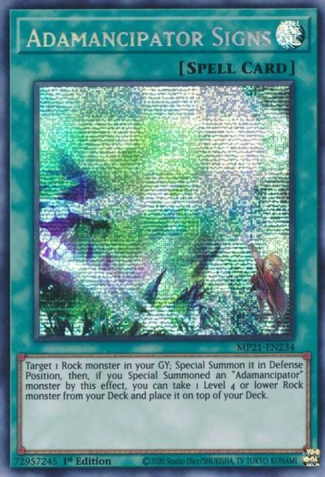 YuGiOh Adamancipator Signs MP21-EN234 Prismatic Secret Rare 1st Ed NM