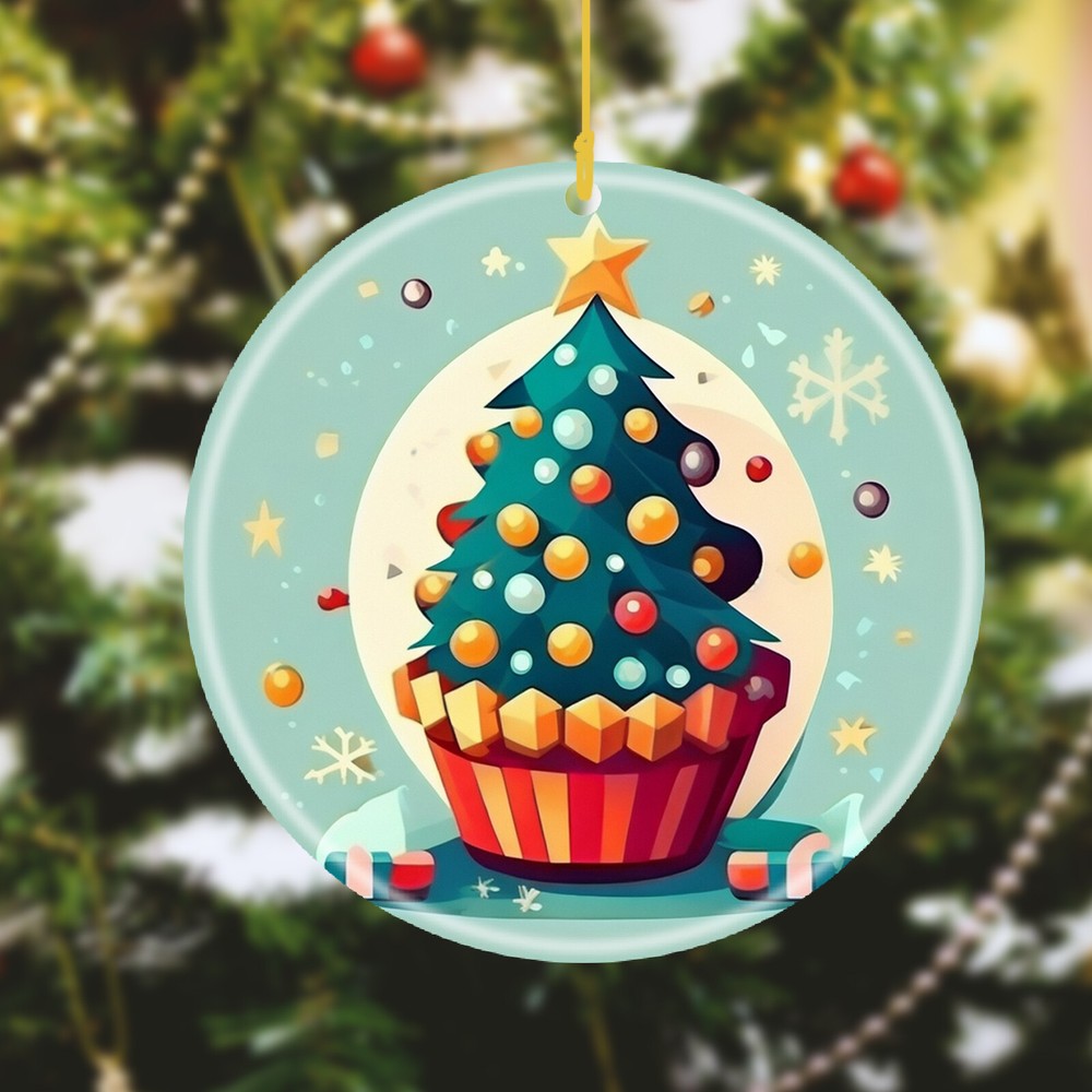 Custom Text Name Personalized Image Ceramic Seasonal Ornament Christmas Accent-image