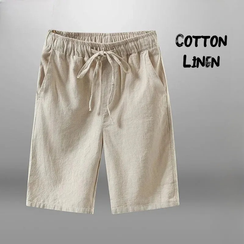 Mens Cotton Linen Shorts Casual Breathable Summer Beach Gym Lightweight