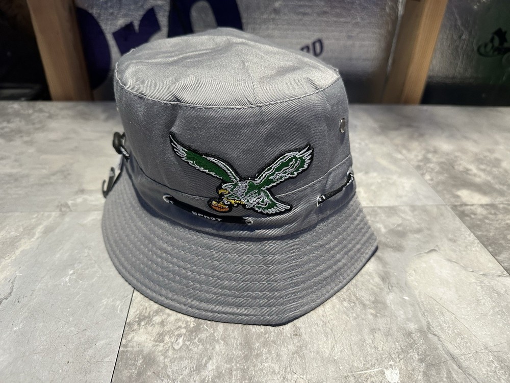 Philadelphia Eagles Gray Throwback Bucket Hat - Vintage Style Cap for Fishing & Outdoor