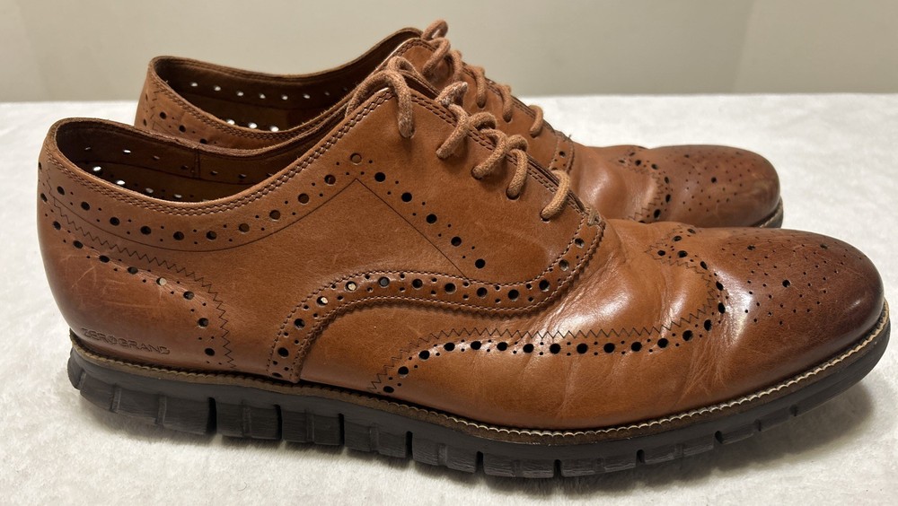 Cole Haan Mens Zerogrand Oxford Size 16 M Cognac Tan Wingtip Brogue Sneakers