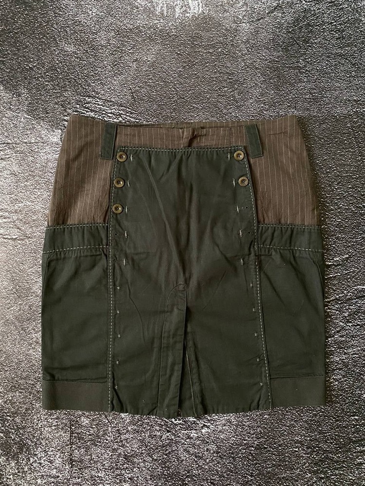 Rare Marithe Francois Girbaud Avantgarde Khaki Midi Skirt Y2K