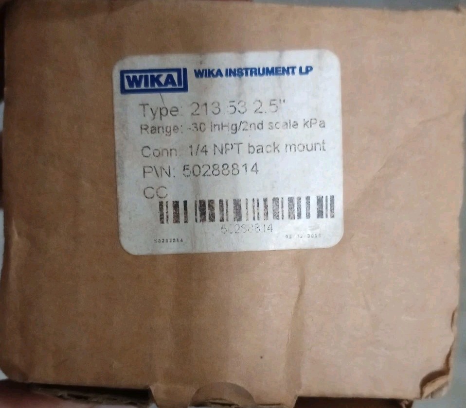 Wika Pressure Gauge- (Kpa/in.Hg) 213.53-2.5