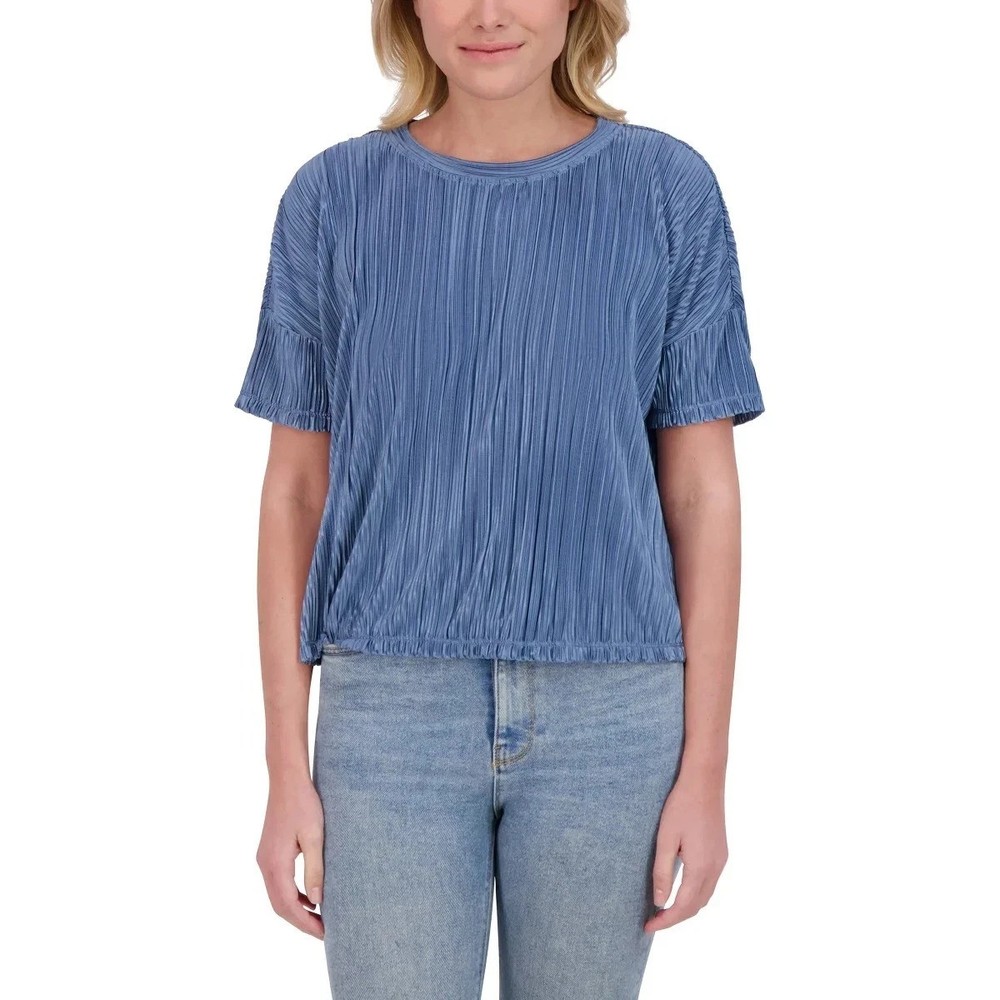 Marc New York Women's Short Sleeve Blouse, Light Blue, Size M