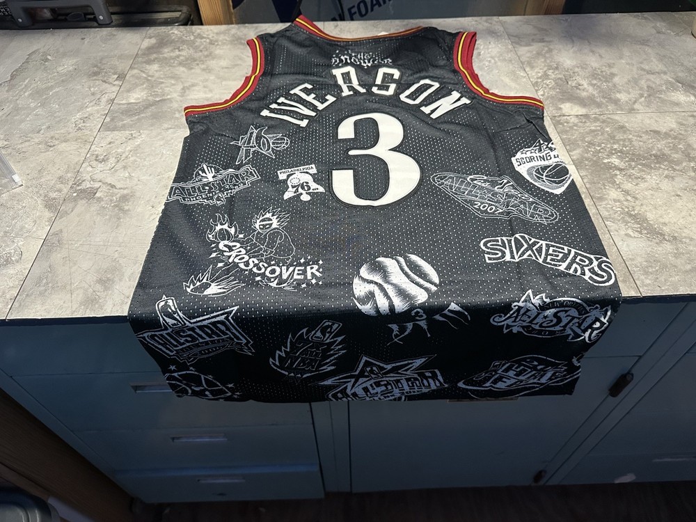 Men's Philadelphia 76ers Allen Iverson Mitchell & Ness Tattoo Swingman Jersey sm
