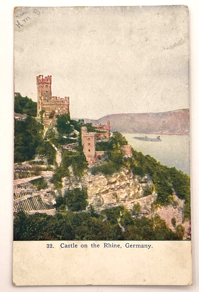 Vintage Castle on the Rhine Germany Scenic View Postcard
