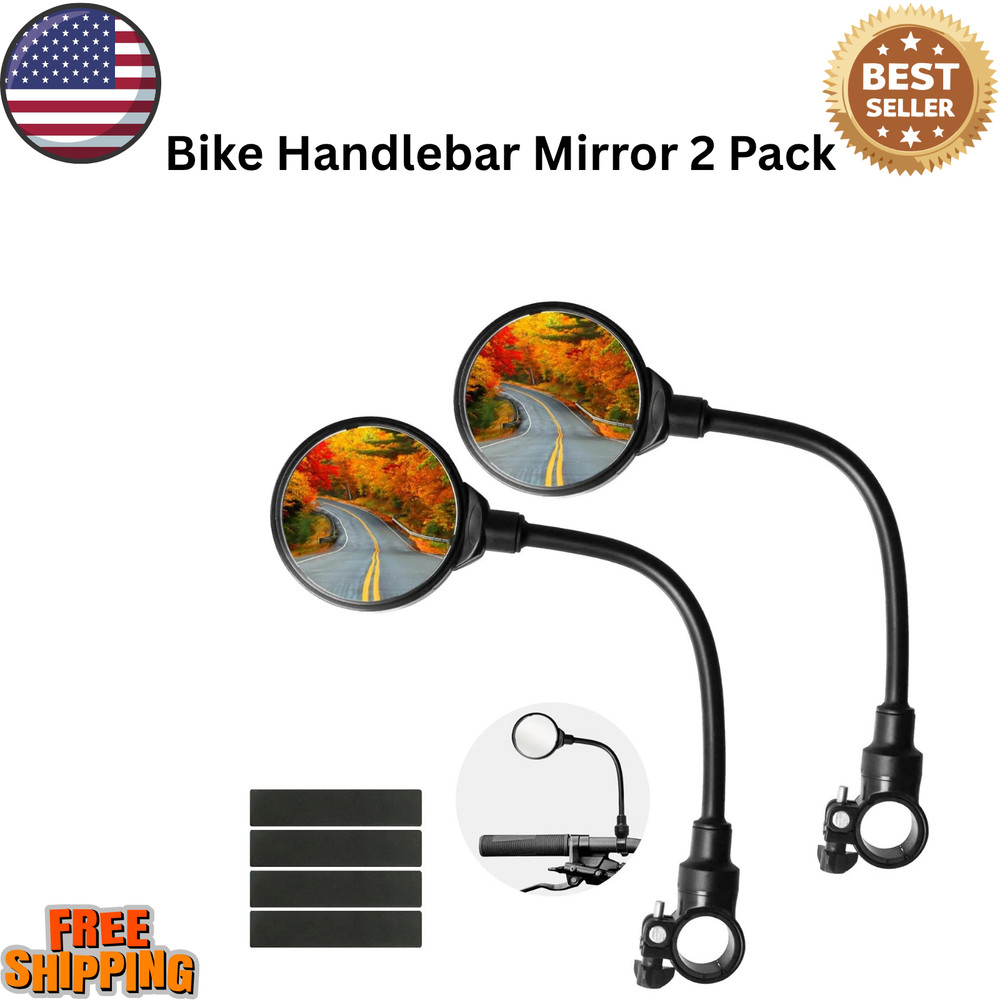 Bike Handlebar Mirror 2 Pack - Rotatable And Adjustable Wide Angle Rear View