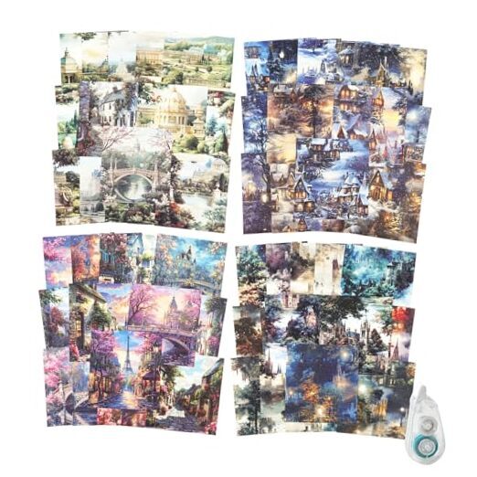 160Pcs Vintage Fantasy Scrapbook Paper, Building Ephemera Pack Retro Fantasy