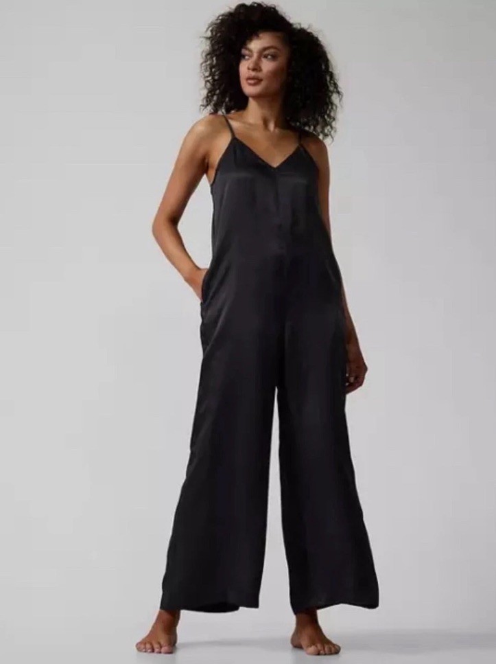Athleta Calm cool romper- medium- black- nwot