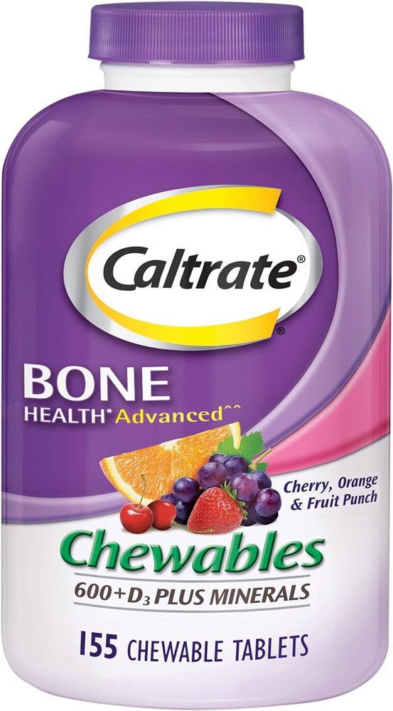 Caltrate Chewables 600 +D3 Plus Minerals Calcium and Vitamin D, Sugar Free, Cher