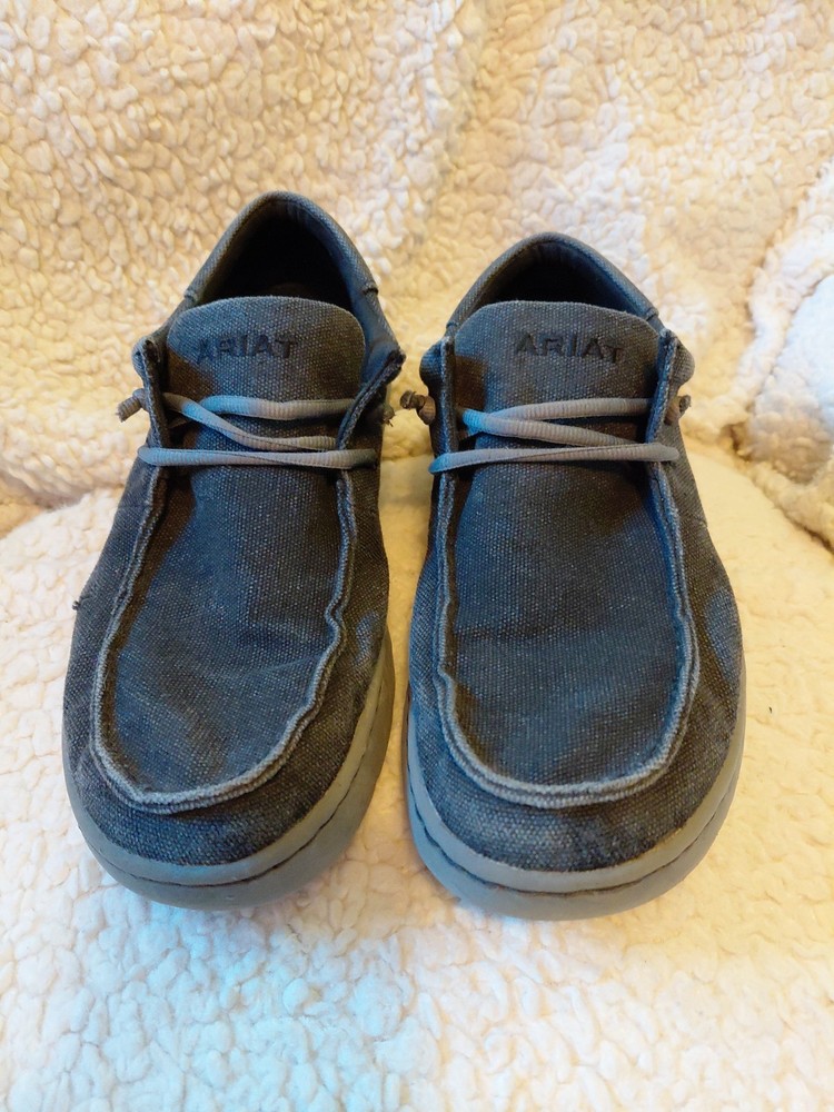 Ariat Mens Canvas Slip On Loafers Men Size 8D Gray/Black