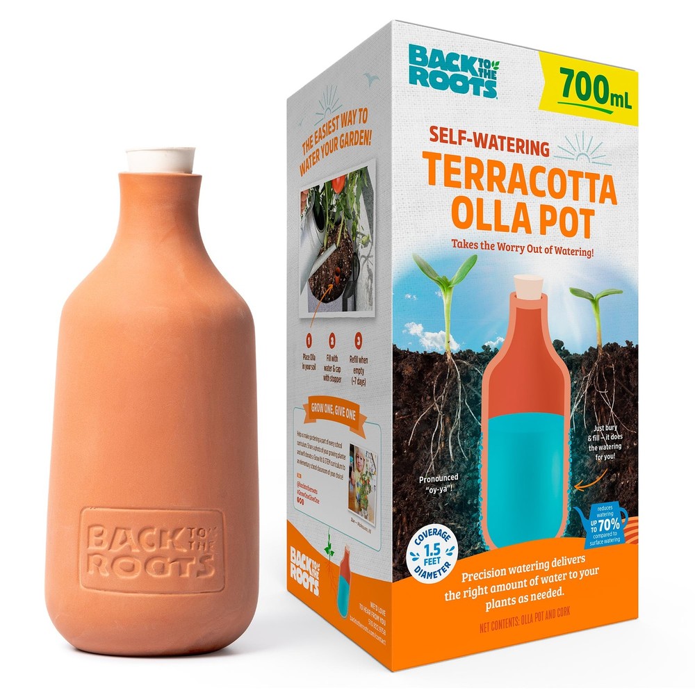 Back to the Roots Self-Watering Terracotta Olla Pot, Small, 1pk Pot