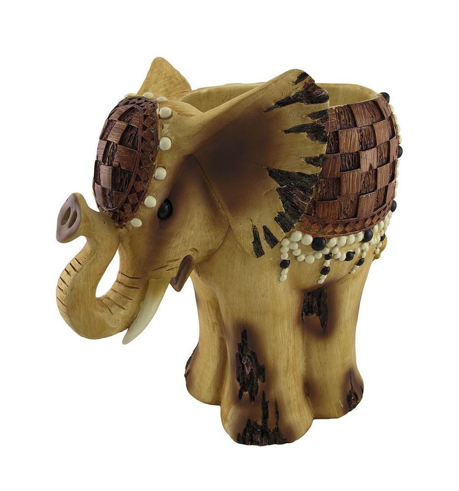 Scratch & Dent Wooden Look African Elephant Planter 15 In.