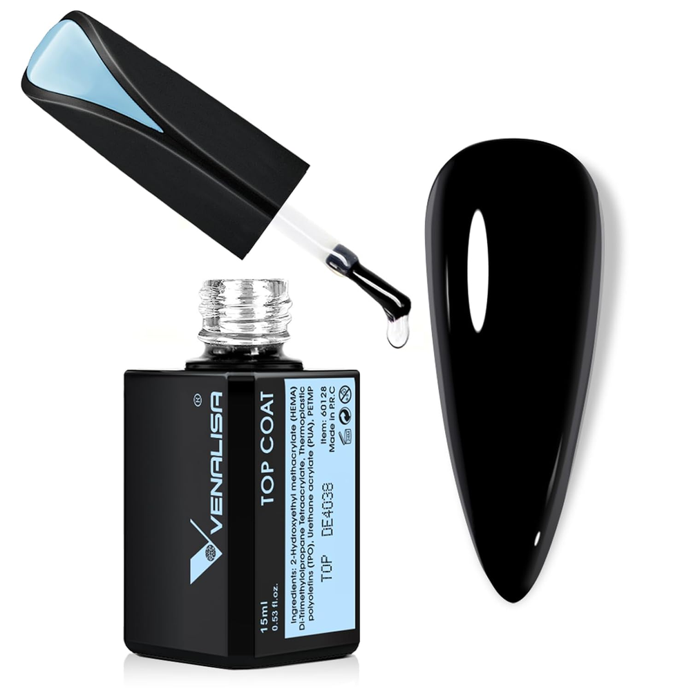 VENALISA 15Ml No Wipe Gel Top Coat for Long-Lasting High Gloss Shine