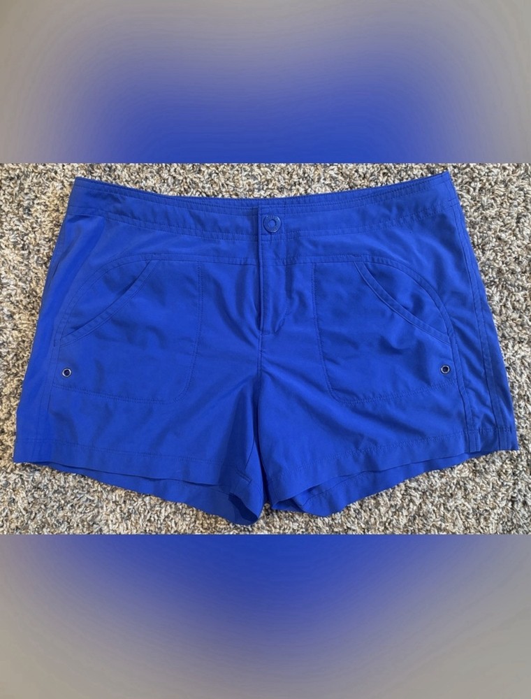 Athleta Womens Costa Board Shorts Sz 8 Royal Blue Quick Dry Zip Pockets Hiking
