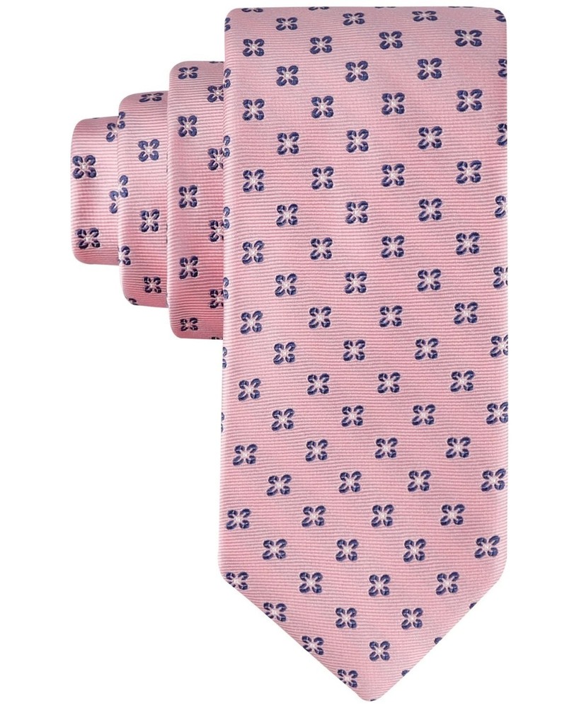 New Mens Tommy Hilfiger Mabel Floral Pink Silk Blend Neck Tie Necktie