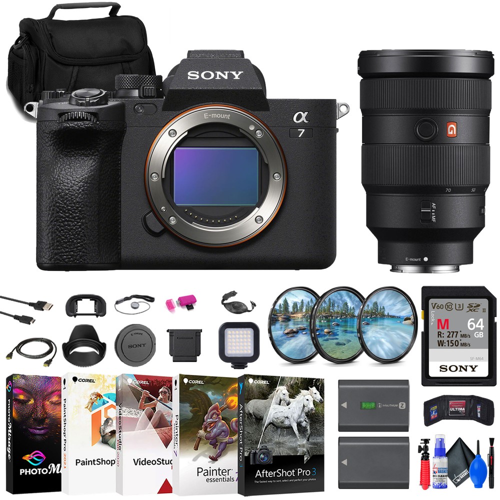 Sony a7 IV Mirrorless Camera + Sony FE 24-70 Lens + 64GB Card + More
