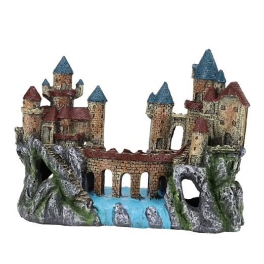 Aquarium Castle with River Resin Craft Fish Tank Decoration Mountain