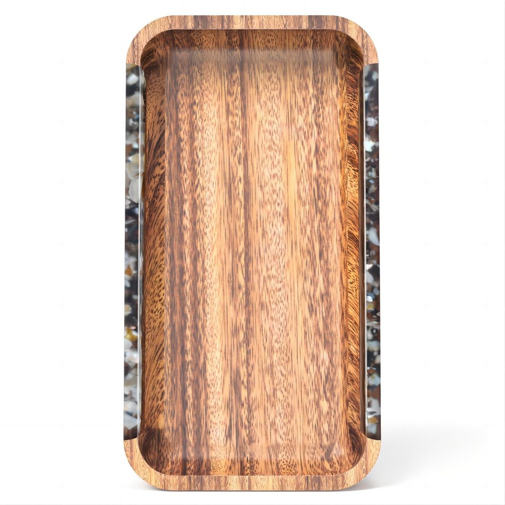 Acacia Wood Charcuterie Board with Resin Inlay - Food Safe Serving Tray-image