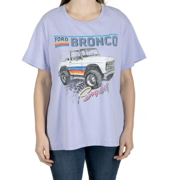 Licensed Bronco Graphic T-Shirt Purple Sunset Short Sleeve Women's XL By Ford