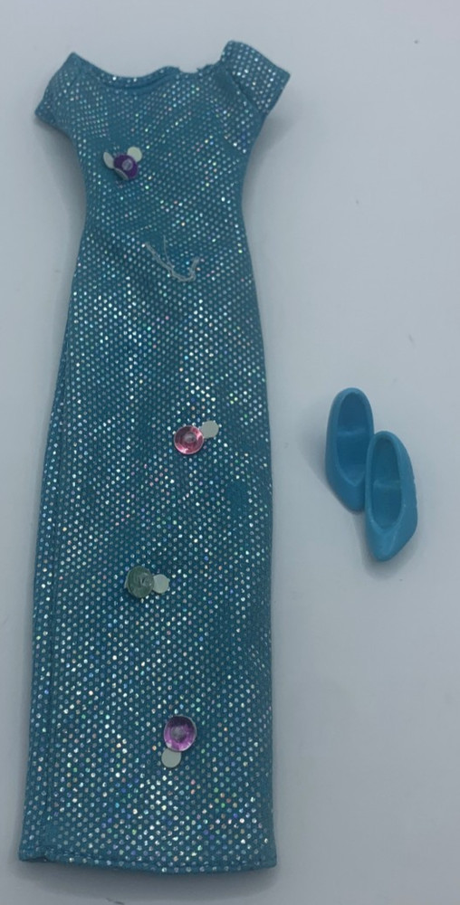 Vintage Barbie Cool Clips Teresa Fashion Outfit Clothing Blue Glitter Dress