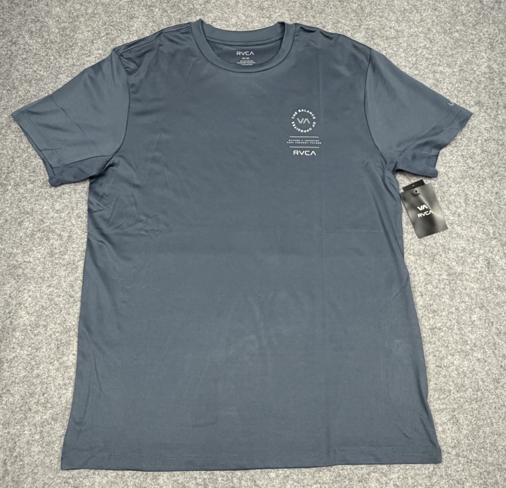 RVCA Balance of Opposites Shirt Mens M Blue Stretch Moisture Wicking UPF 50+ NEW