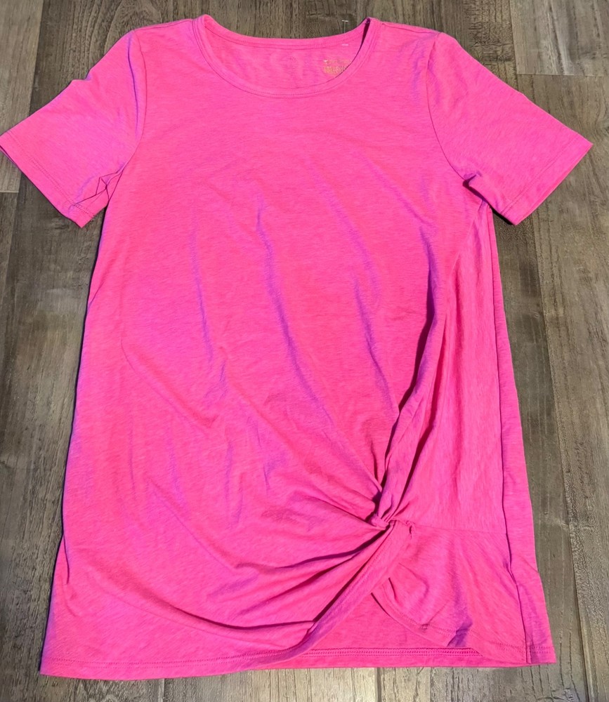 Lilly Pulitzer Hot Pink Luxletic Top whit front detail Short Sleeve Size S NWOT